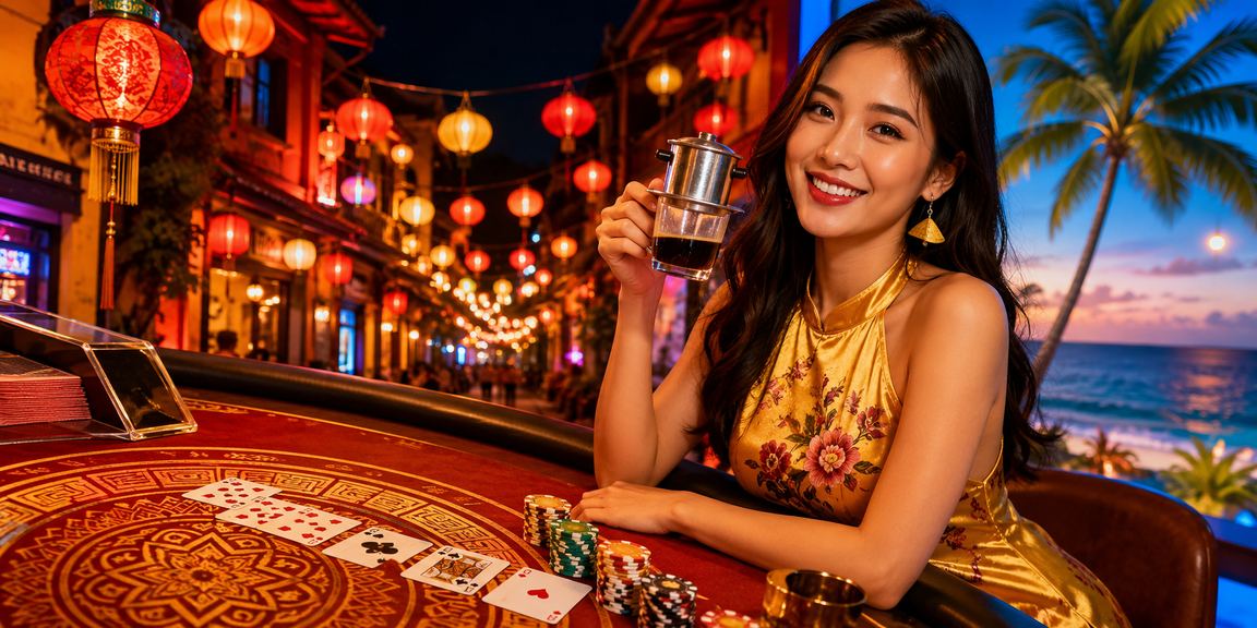 Người chơi Baccarat thưởng thức cà phê Hà Nội phong cách hiện đại