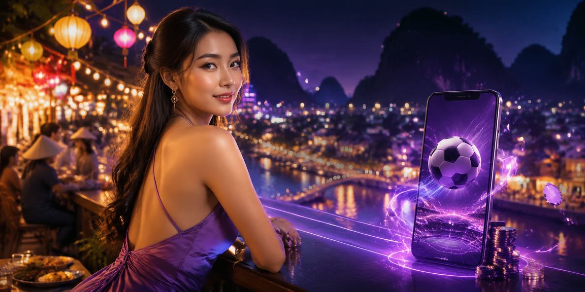 Người chơi cá cược bóng đá tại chợ đêm Ninh Bình với ánh đèn lung linh